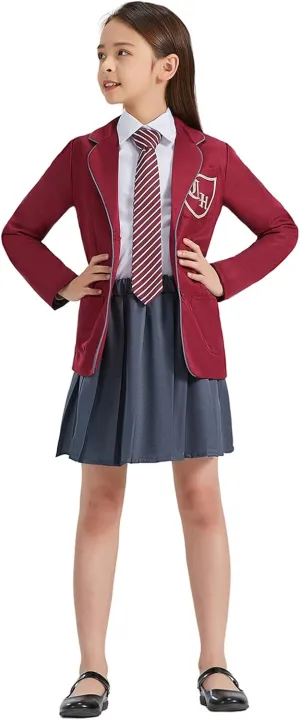 AwwwCos Matilda the Musical Cosplay Gray Costume School Girl Dress Uniform Suit Skirt Tie Halloween Party Outfit