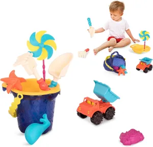 B. toys- Sands Ahoy Medium Bucket Set- Water & Sand Playset- Beach Playset- 9 Unique Sand & Water Toys- 18 months  