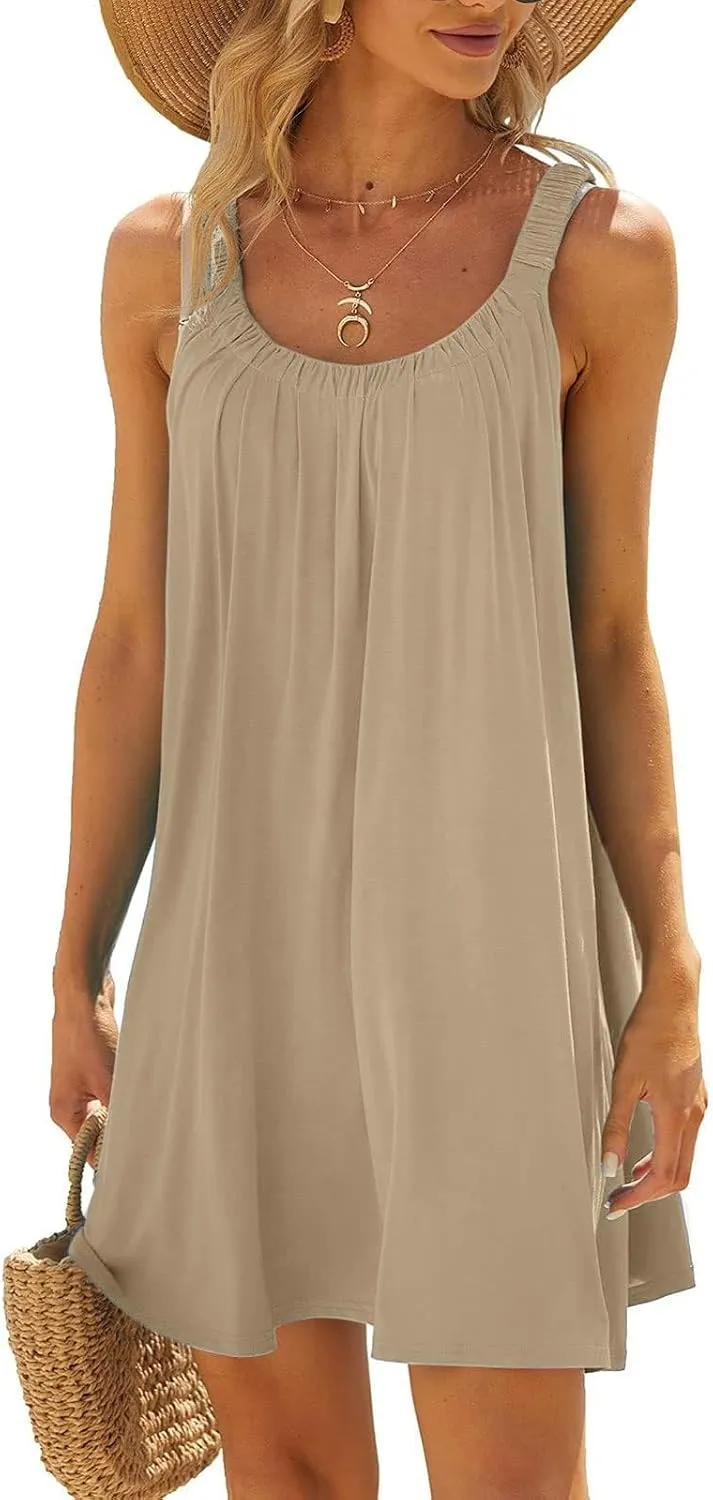 Backless Camisole Mini Dress: Ideal for Transitioning from Beach to Boardwalk, A Solid Color Stretchy Swim Cover Up