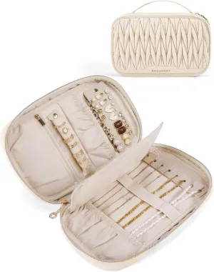 BAGSMART Travel Jewelry Case Jewelry Organizers and Storage Earings Holder Organizer for Women Necklace Holder Jewelry Rolls for Necklaces, Earrings, Bracelets-Beige