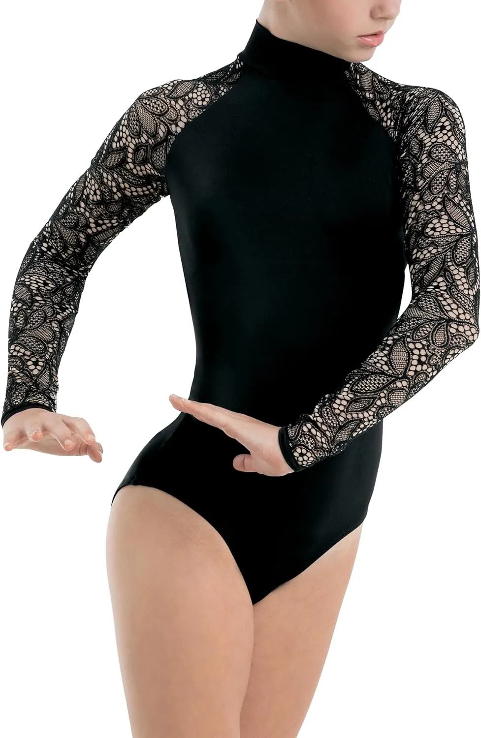 Balera Lace Long Sleeve Leotard with Mock Neck for Girls & Women Perfect for Dance