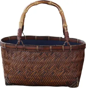 Bamboo Woven Bag Handmade Basket Women's Tote Woven Bag Antique Beach Bag Beach Vacation Bag