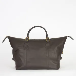 Barbour Leather Medium Travel Explorer Holdall | Chocolate