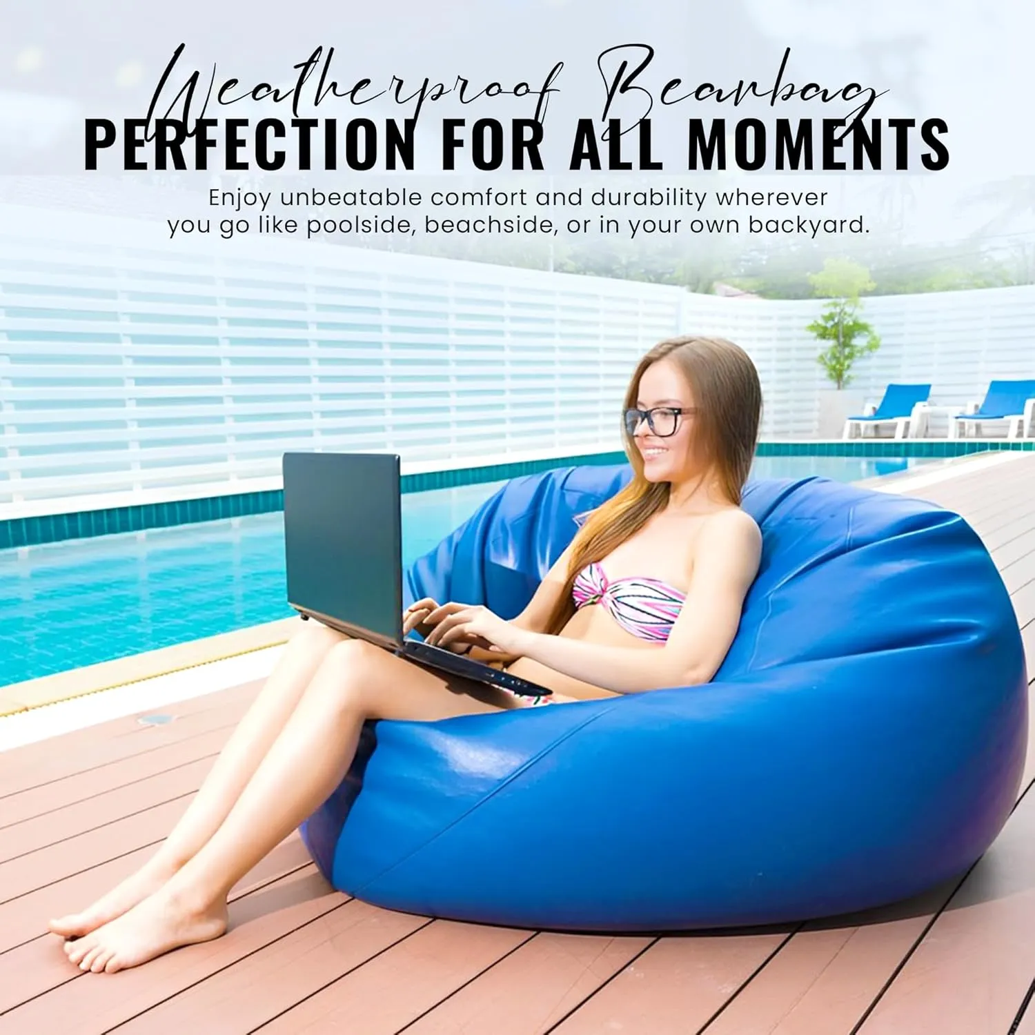 Bean Products Vinyl Marine Boat Bean Bag Chair Cover - Retro Style Weatherproof Lazy Sofa Cover for Adults - Washable Bean Bag Cover Without Fill - Comfortable Small Bean Bag, 33x31x20 - Black