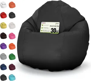 Bean Products Waterproof Small Vinyl Marine Grade Boat Bean Bag Chair | Filled w/Polystyrene Beads & CertiPUR Foam | Made in USA | 31”W, 33”L, 20”H | 15lb | Perfect for Teens & Kids | Black