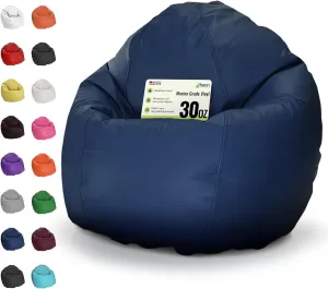 Bean Products Waterproof Small Vinyl Marine Grade Boat Bean Bag Chair | Filled w/Polystyrene Beads & CertiPUR Foam | Made in USA | 31”W, 33”L, 20”H | 15lb | Perfect for Teens & Kids | Dark Navy