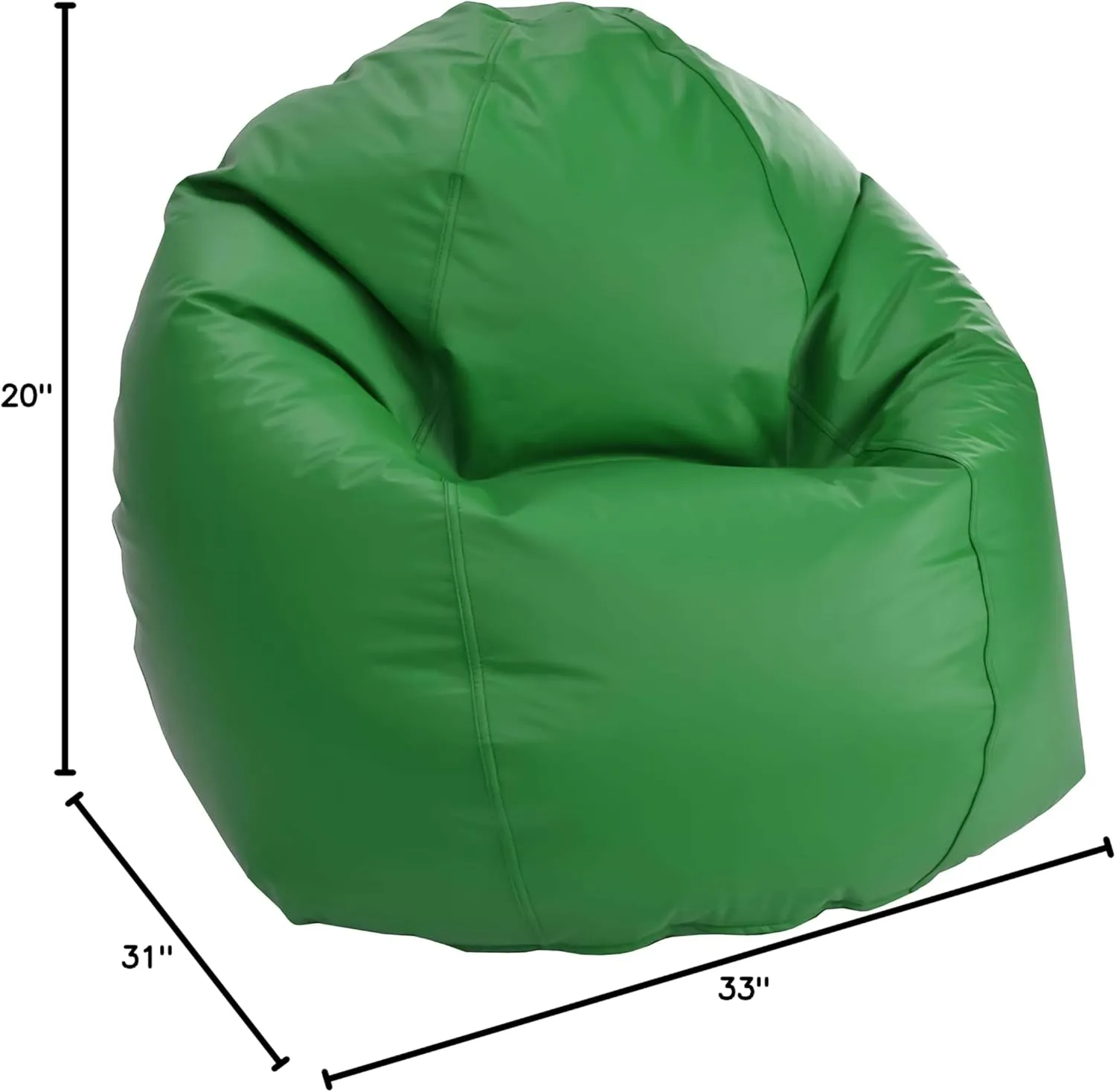 Bean Products Waterproof Small Vinyl Marine Grade Boat Bean Bag Chair | Filled w/Polystyrene Beads & CertiPUR Foam | Made in USA | 31”W, 33”L, 20”H | 15lb | Perfect for Teens & Kids | Green