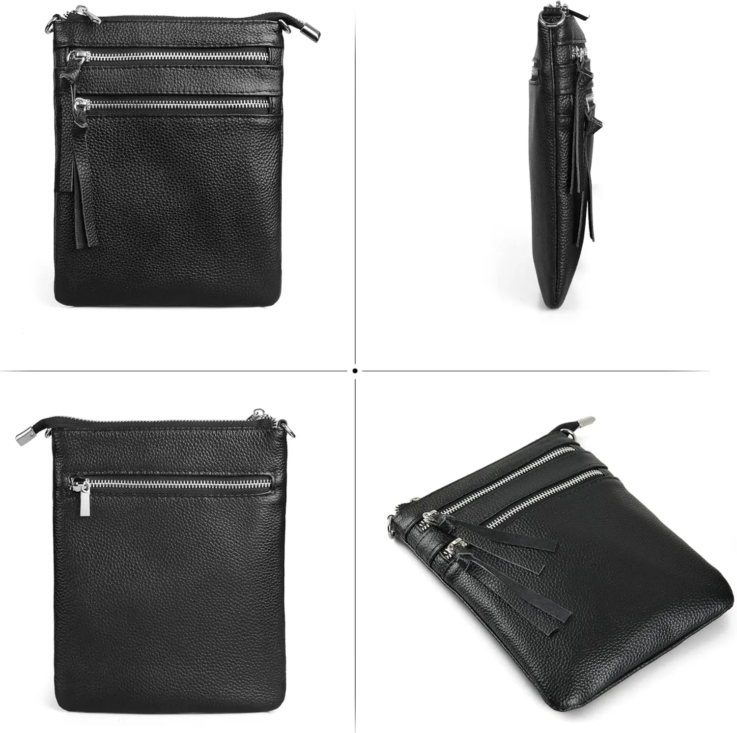 befen Small Genuine Leather Crossbody Purses for Women Trendy Travel Shoulder Handbags with Multiple Zipper Pockets