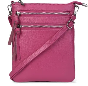 befen Small Genuine Leather Crossbody Purses for Women Trendy Travel Shoulder Handbags with Multiple Zipper Pockets