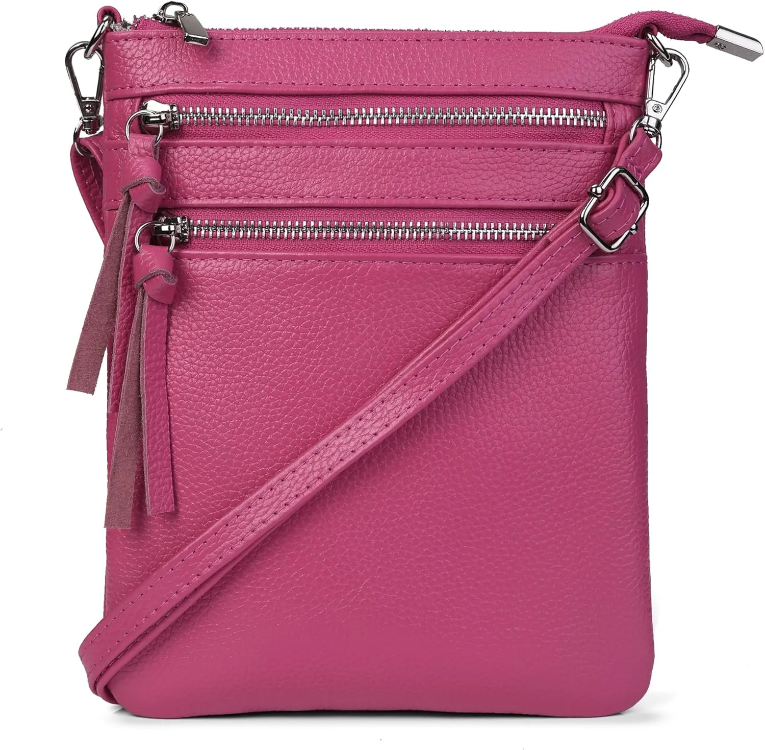 befen Small Genuine Leather Crossbody Purses for Women Trendy Travel Shoulder Handbags with Multiple Zipper Pockets