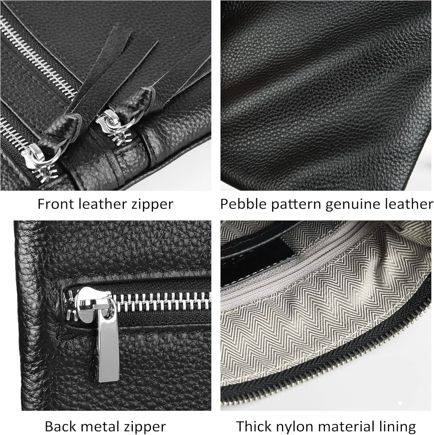befen Small Genuine Leather Crossbody Purses for Women Trendy Travel Shoulder Handbags with Multiple Zipper Pockets