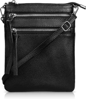 befen Small Genuine Leather Crossbody Purses for Women Trendy Travel Shoulder Handbags with Multiple Zipper Pockets
