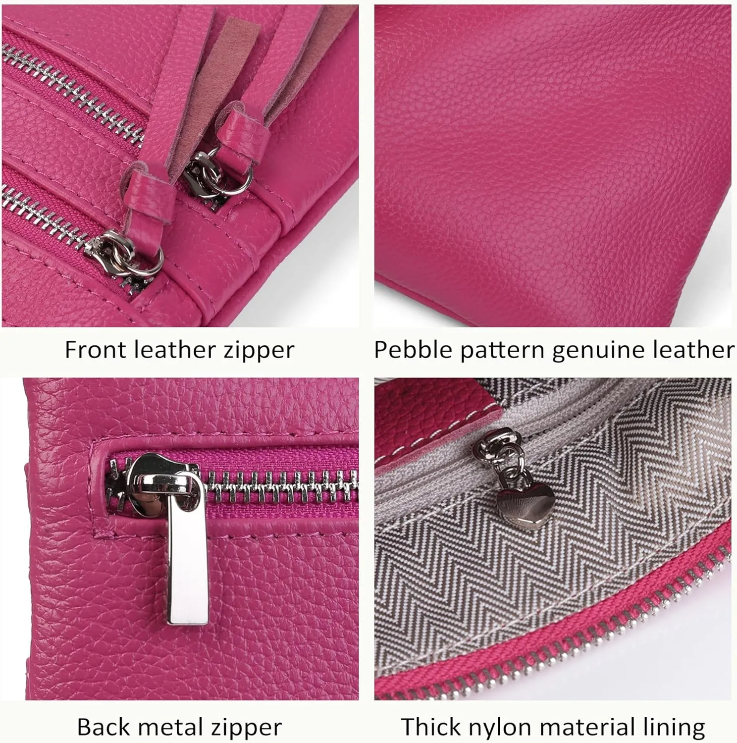 befen Small Genuine Leather Crossbody Purses for Women Trendy Travel Shoulder Handbags with Multiple Zipper Pockets