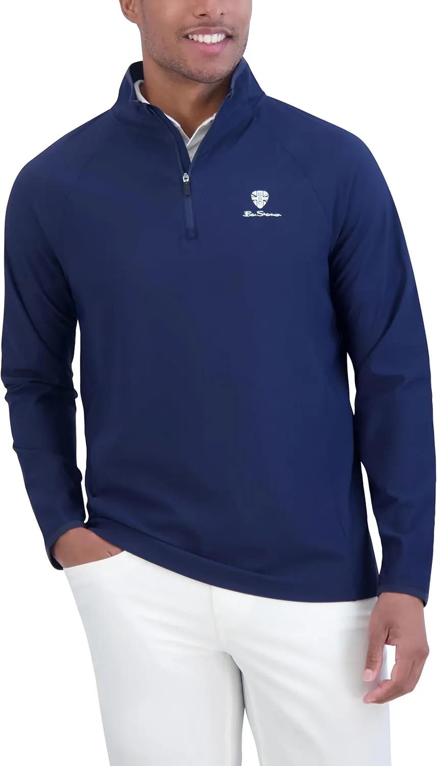 Ben Sherman Men's Quarter Zip Pullover Sweater – Lightweight, Casual, Work, Golf & Everyday Wear