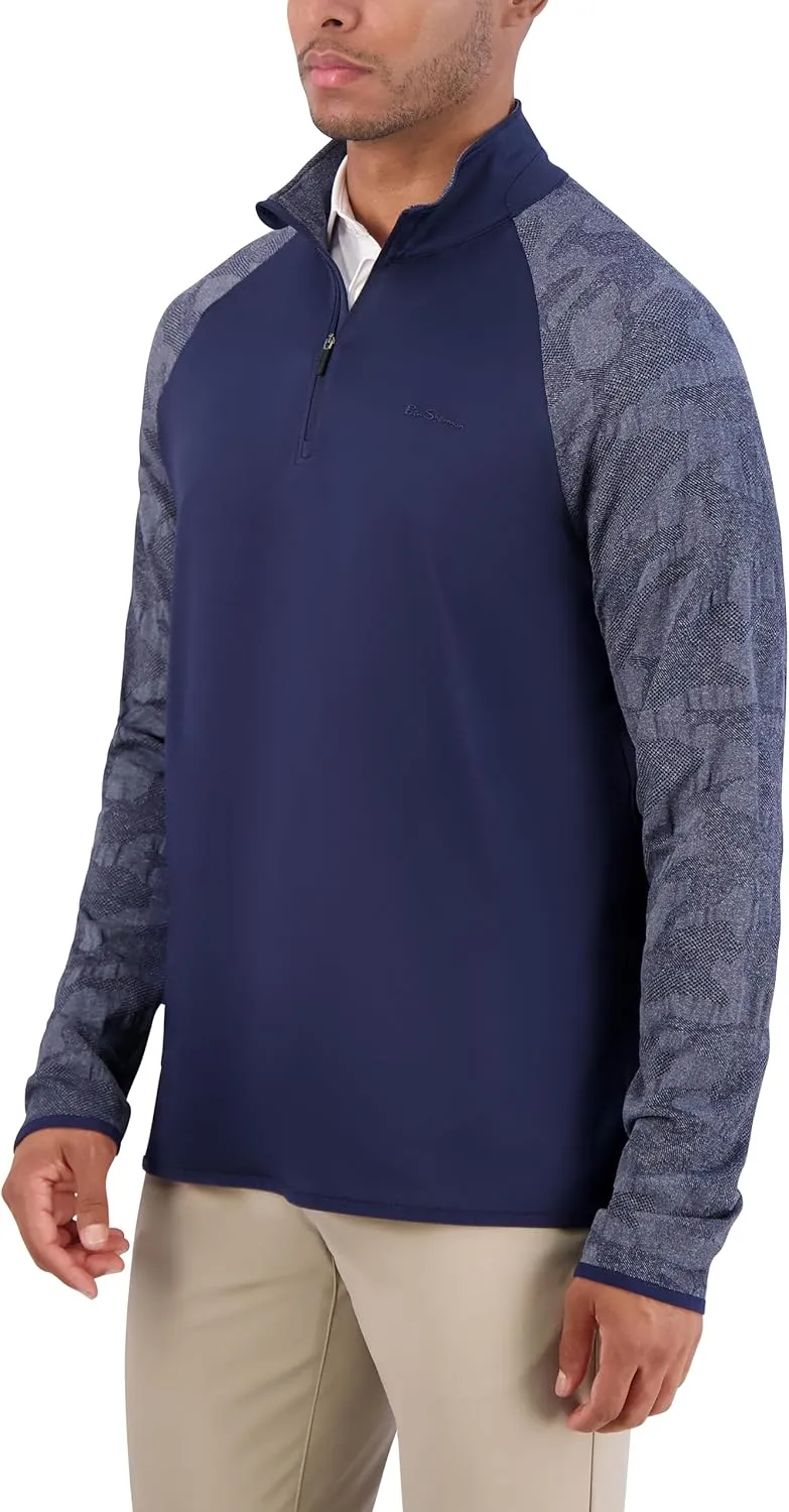 Ben Sherman Men's Quarter Zip Pullover Sweater – Lightweight, Stylish, Soft Knit for Casual, Work, Golf & Everyday Wear