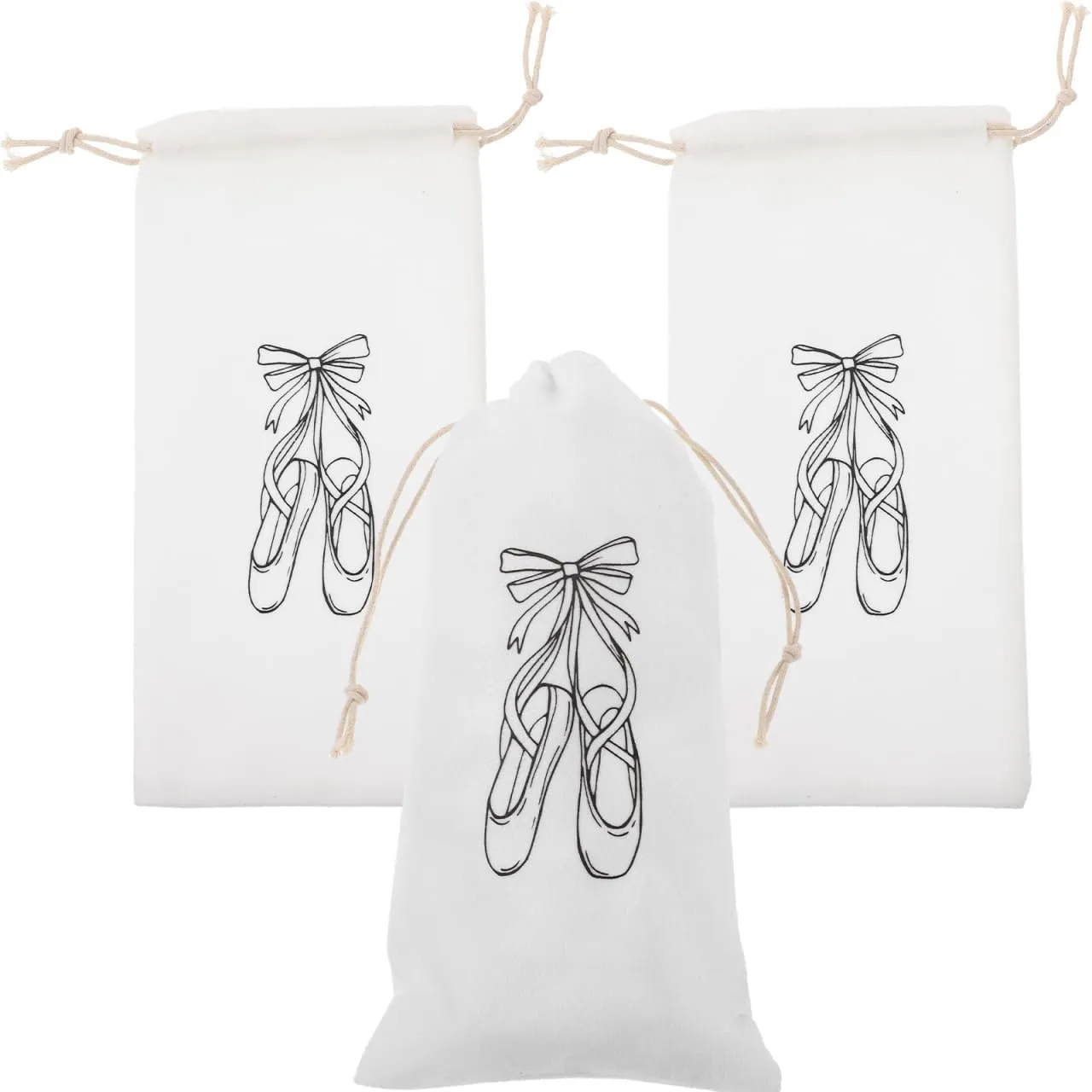 BESTYASH 3 Pcs Pointe Shoe Bag Dance Shoe Bags Shoe Storage Ballet Dance Shoes Bag Drawstring Dance Shoe Pouch Bag for Women Girls, Medium Women/Medium Men