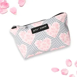 Betsey Johnson 8.5 Inch Zipper Cosmetic Pouch Small Toiletry Bag Lightweight Durable Polyester Organizer with Inner Zipped Pocket Good For Makeup Accessories and Travel Needs (Chevron Hearts)