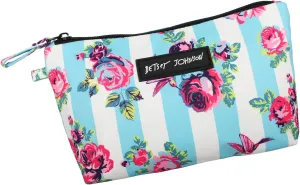 Betsey Johnson 8.5 Inch Zipper Cosmetic Pouch Small Toiletry Bag Lightweight Durable Polyester Organizer with Inner Zipped Pocket Good For Makeup Accessories and Travel Needs (Hummingbird Floral)