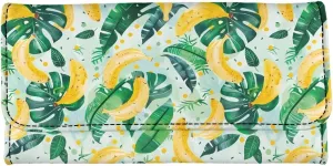 Binienty Leather Slim Wallet Three Fold Clutch Purses for Women,Tropical Banana Print Card Holder Organizer Trendy Wallet Handbags