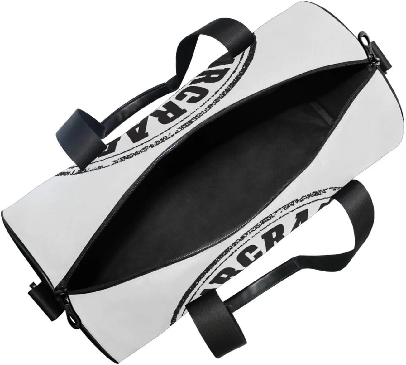Black Aircraft Stamp, Label Design, Airplane on White Portable Gym Bag, Travel Bag, Luggage bag, Sports Bag, Toiletry Bag with Handles, Detachable Shoulder Strap 17.6 x 9 x 9 inch