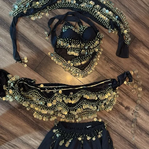 Black and Gold Belly Dance Costume