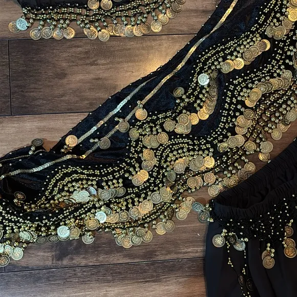 Black and Gold Belly Dance Costume