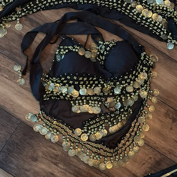 Black and Gold Belly Dance Costume