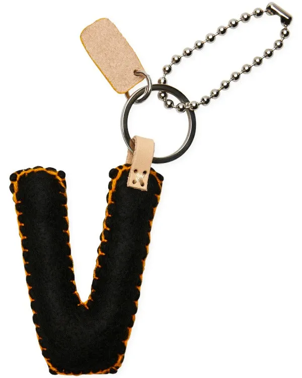 BLACK FELT ALPHABET CHARM "V"