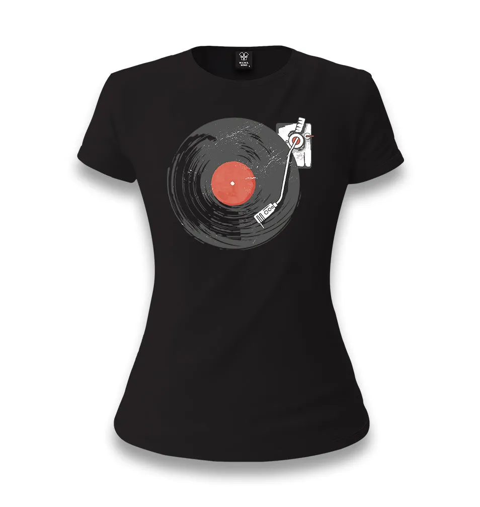 Black Vinyl on Black Women's Black T-shirt