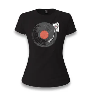 Black Vinyl on Black Women's Black T-shirt