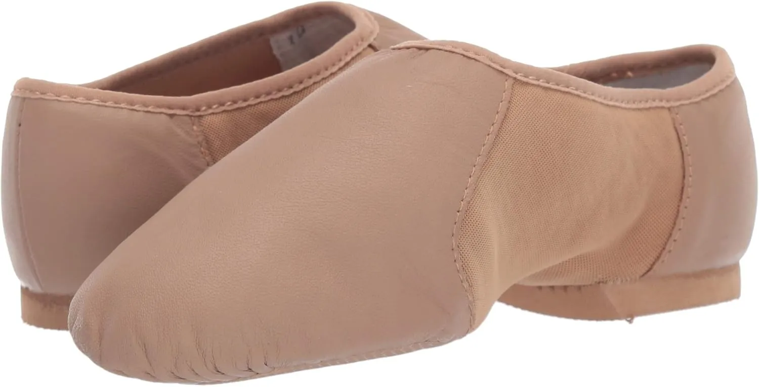 Bloch Girl's Neo-Flex Slip-On Leather Jazz Shoes Dance Shoes, Neoprene Slip-On Split Sole with EVA Forefoot and Heel Pads