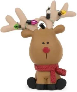 Blossom Bucket Reindeer with Christmas Lights Figurine, 3.25-Inch, Multicolor