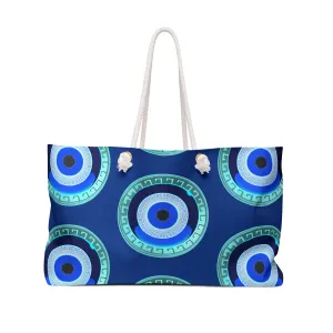 Blue White Mati Evil Eye Weekender Bag