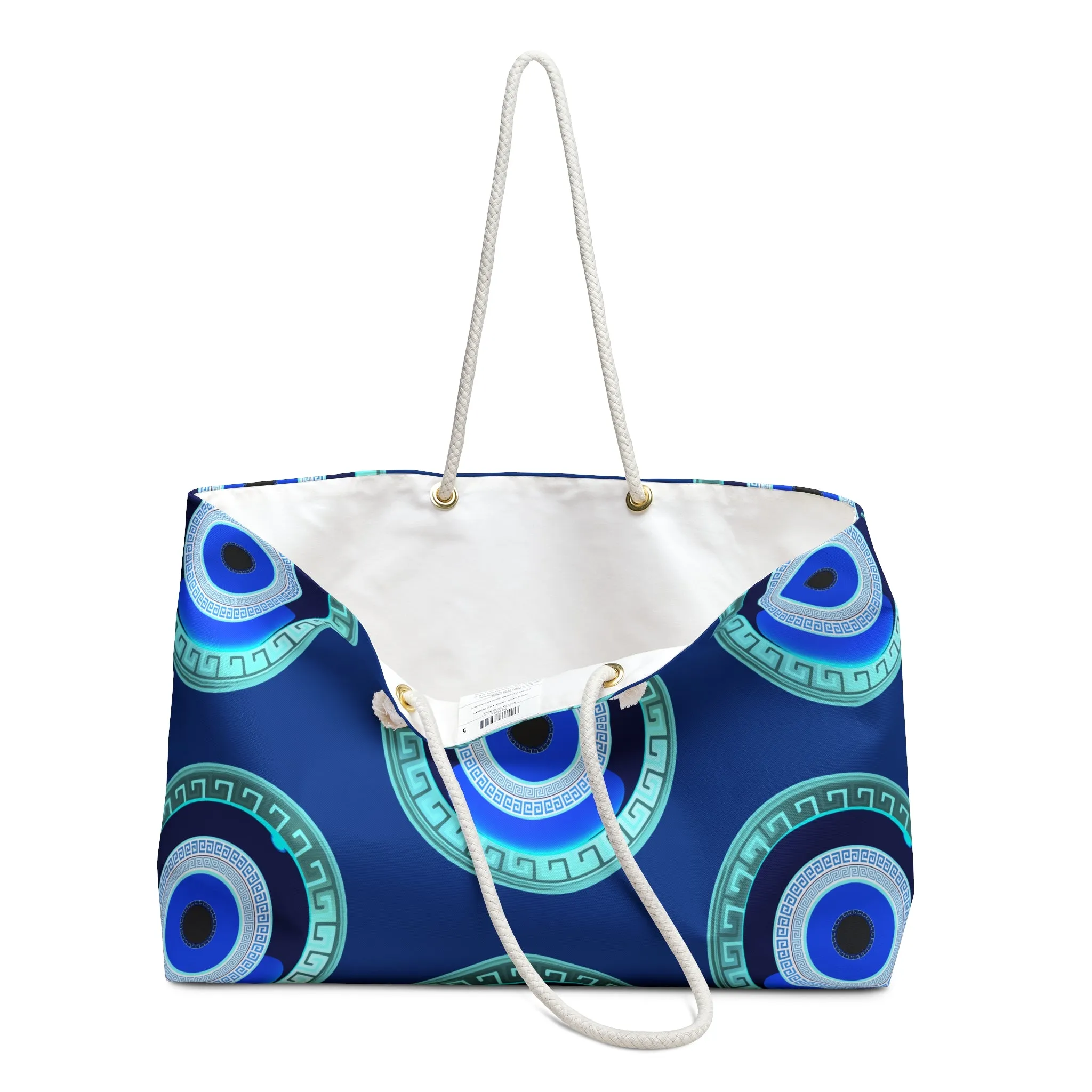 Blue White Mati Evil Eye Weekender Bag