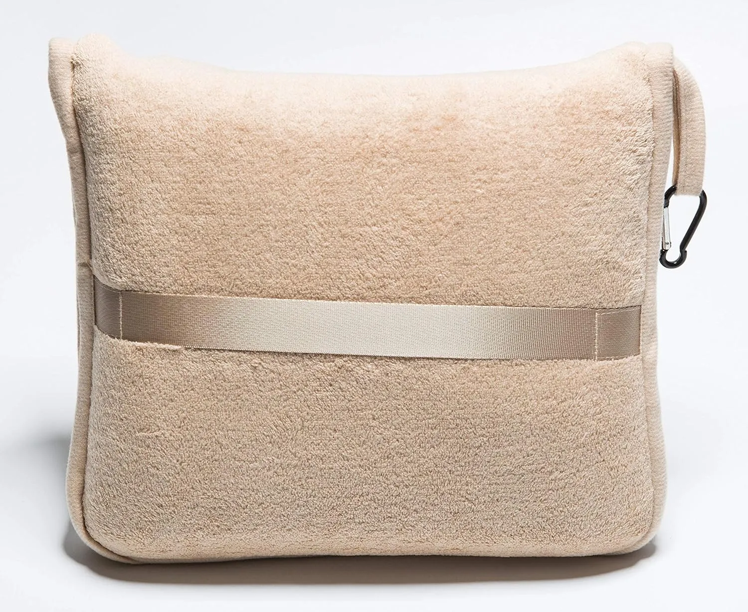 BlueHills Premium Soft Travel Blanket Pillow Airplane Blanket Packed in Soft Bag Pillowcase with Hand Luggage Belt and Backpack Clip, Compact Pack Large Essential for Any Travel (Beige T005)