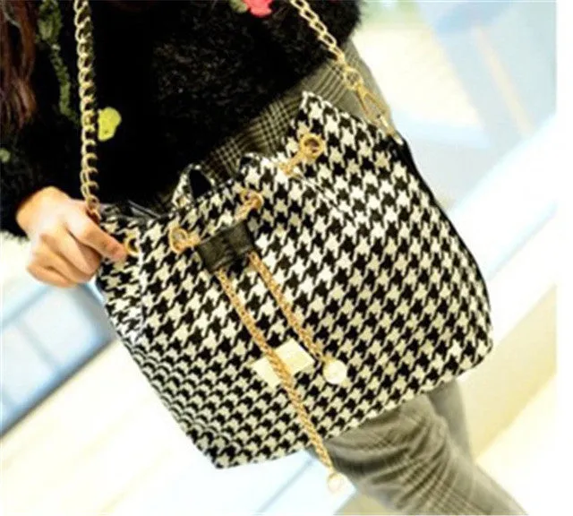 Bohemia Canvas Drawstring Lady Bucket Bag 2017 New Chains Shoulder Handbags Women's Vintage Messenger Bags Bolsa Feminina Bolsos