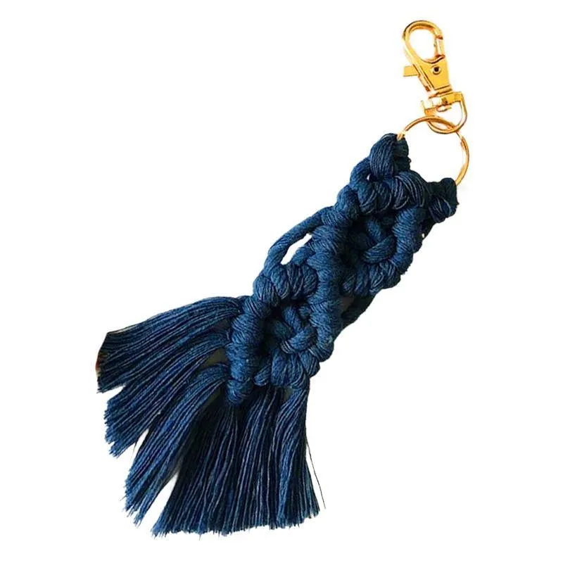 Boho Macrame Keychain with Tassel Pendant for Purse Car Phone Bag