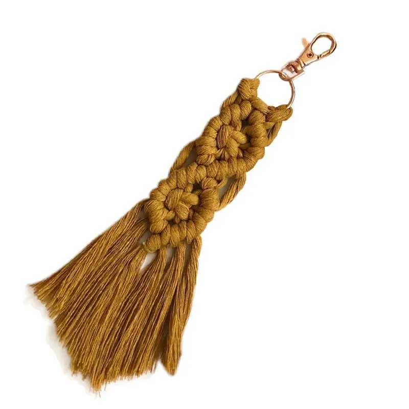 Boho Macrame Keychain with Tassel Pendant for Purse Car Phone Bag