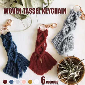 Boho Macrame Keychain with Tassel Pendant for Purse Car Phone Bag