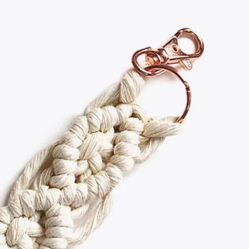 Boho Macrame Keychain with Tassel Pendant for Purse Car Phone Bag