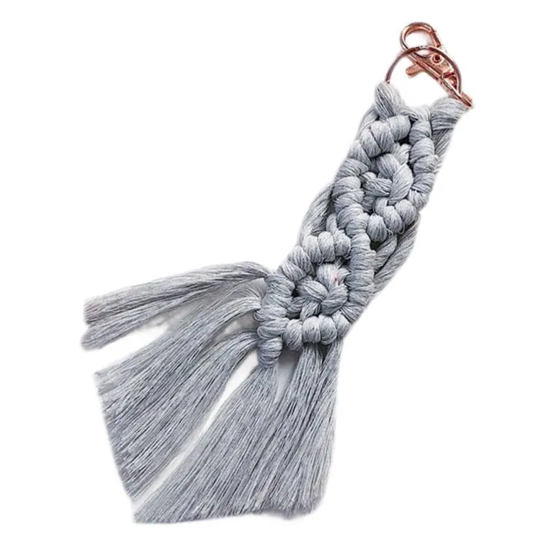 Boho Macrame Keychain with Tassel Pendant for Purse Car Phone Bag