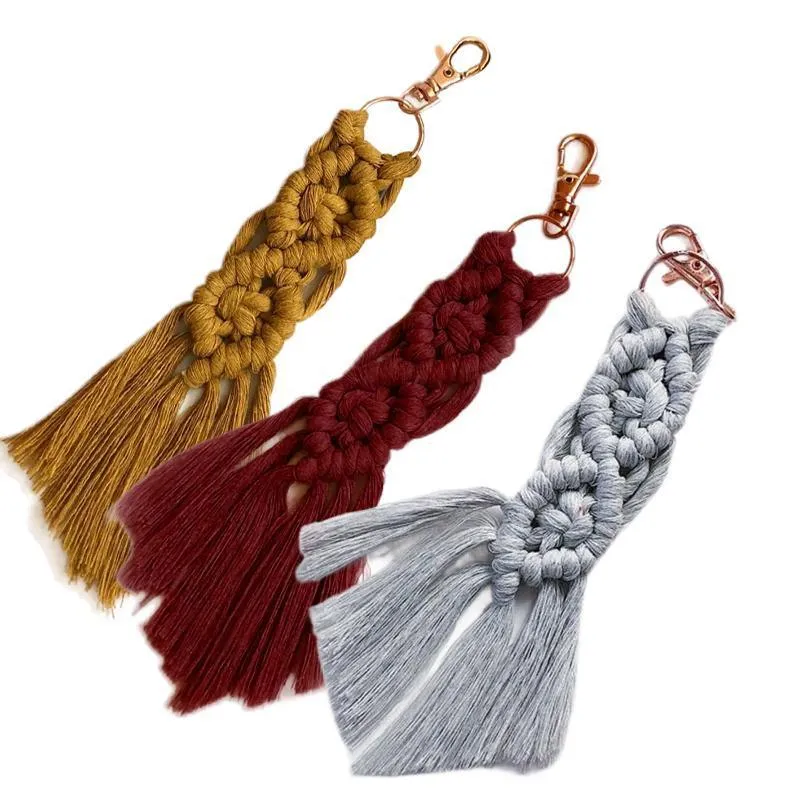 Boho Macrame Keychain with Tassel Pendant for Purse Car Phone Bag