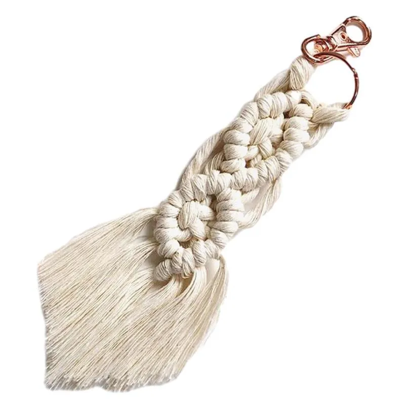 Boho Macrame Keychain with Tassel Pendant for Purse Car Phone Bag