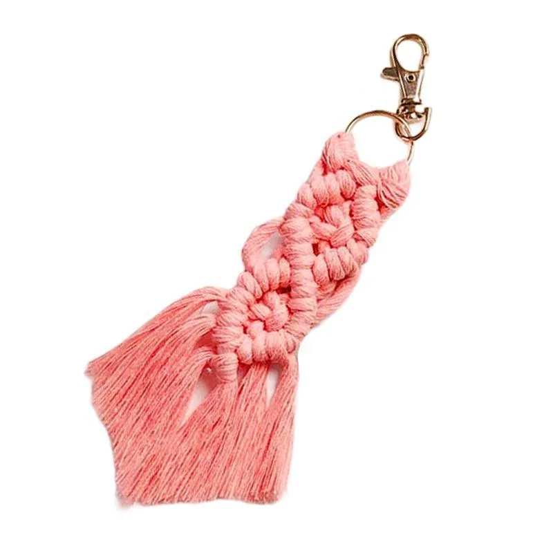 Boho Macrame Keychain with Tassel Pendant for Purse Car Phone Bag