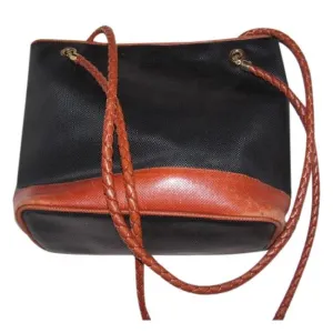 Bottega Veneta Vintage Marco Polo Brown & Black Leather Purse