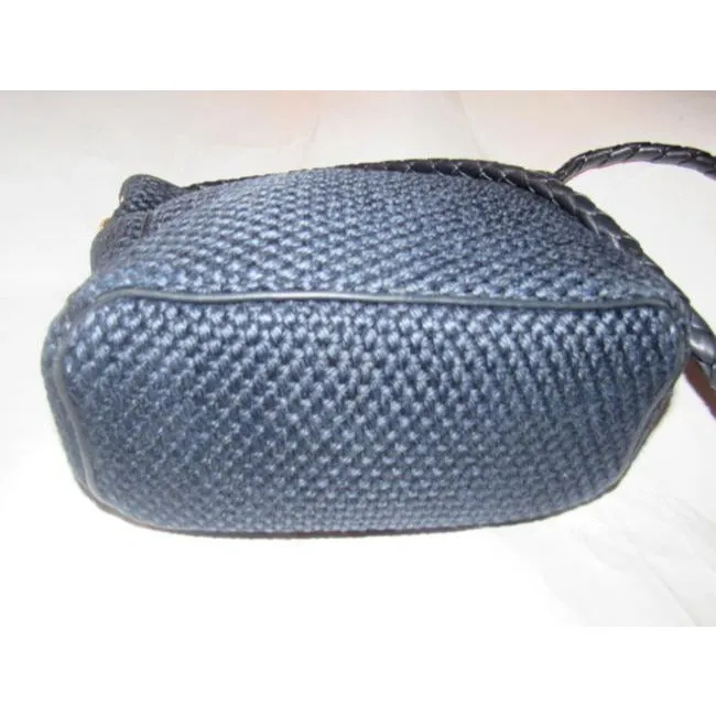 Bottega Veneta Vintage Pursesdesigner Purses Black Woven Fabric And Black Braided Leather Straptrim