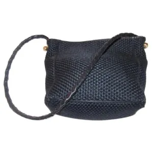 Bottega Veneta Vintage Pursesdesigner Purses Black Woven Fabric And Black Braided Leather Straptrim