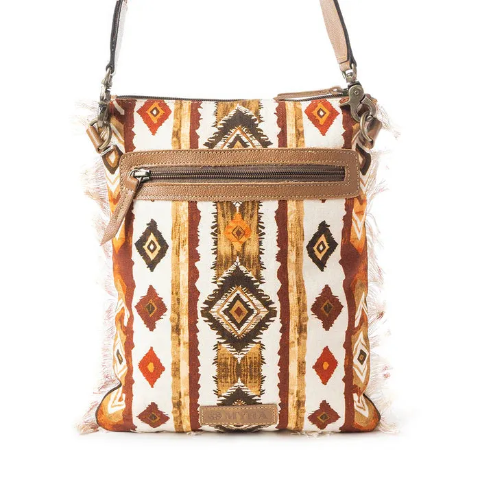 Brown/White Tapestry Crossbody Bag