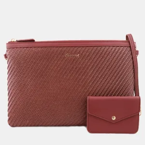 Burgundy Leather Christina Pouches