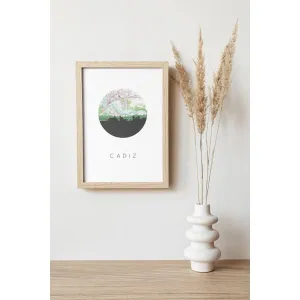 Cadiz Kentucky city skyline decor with vintage Cadiz map